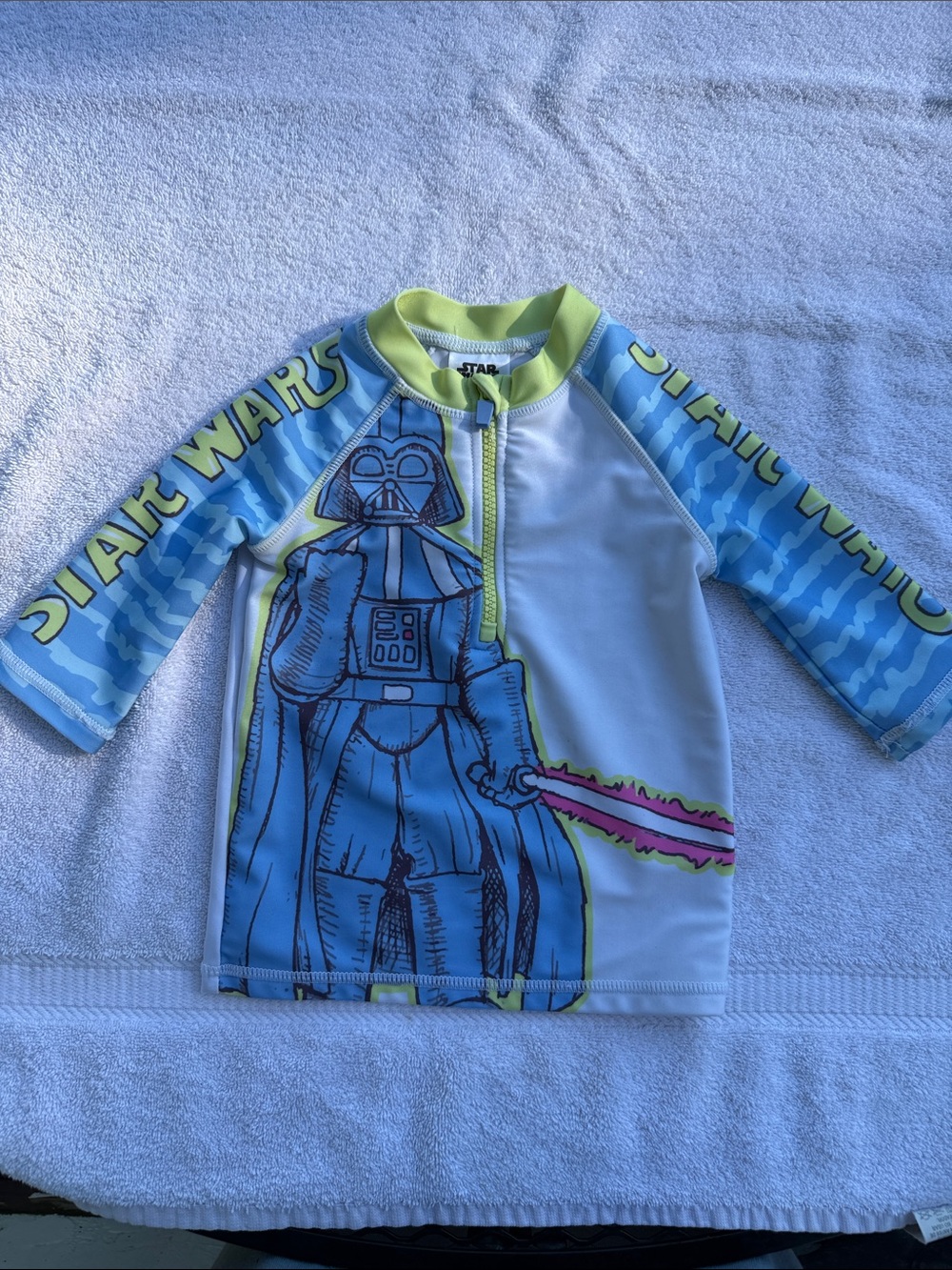 Star Wars Kids Rashguard in Light Blue, White, Neon Yellow